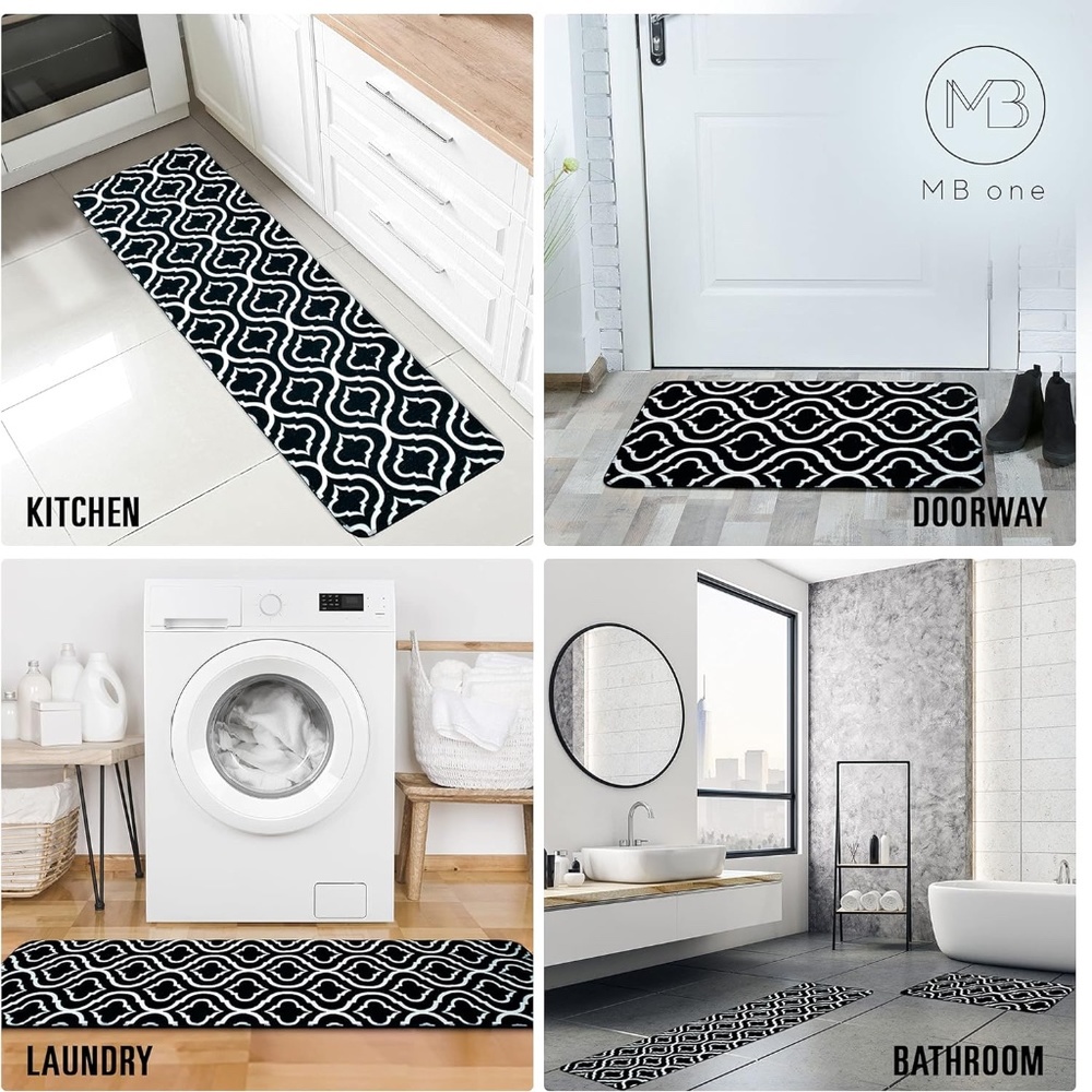 MB One Kitchen Rug 2 Pc Set, Floor Runners, Soft, Absorbent & Washable - Picture 2 of 9